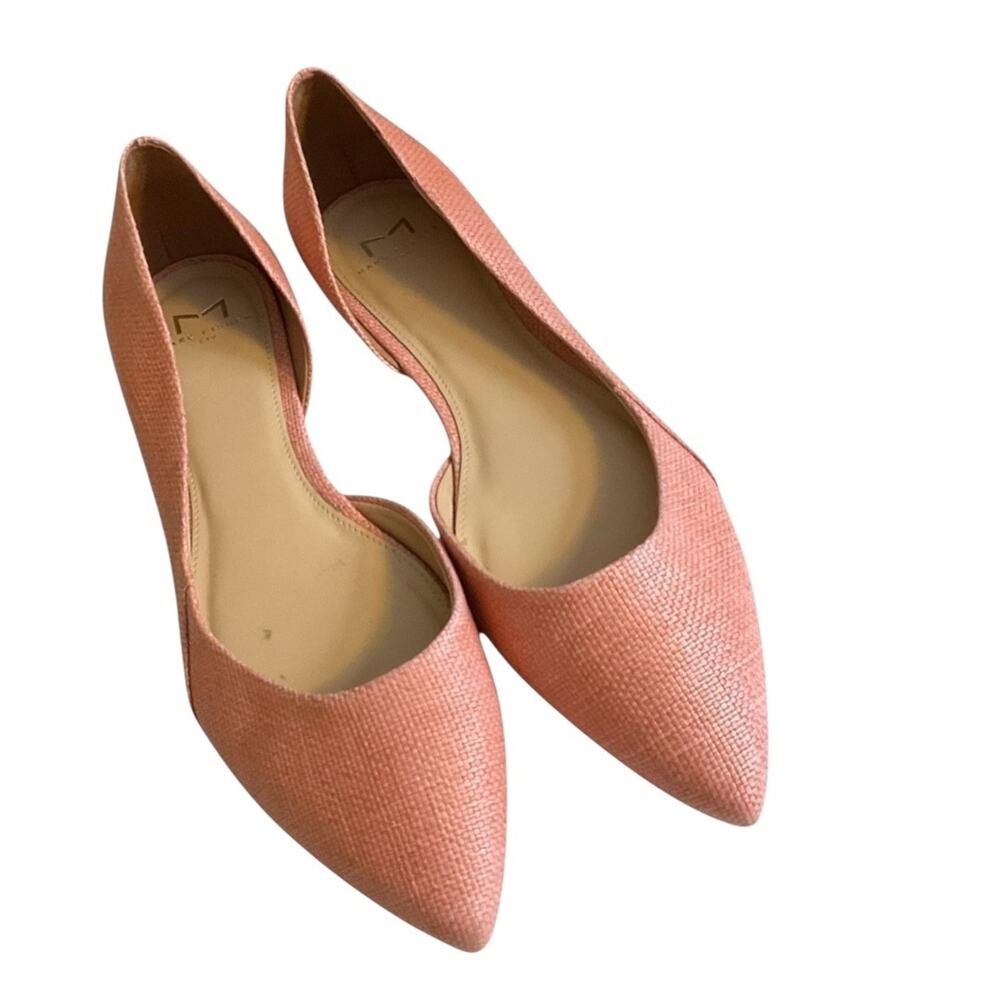Marc Fisher Flat Shoes Women's Size 7.5M Rose Pink Linen‎ Sunny Half d'Orsay